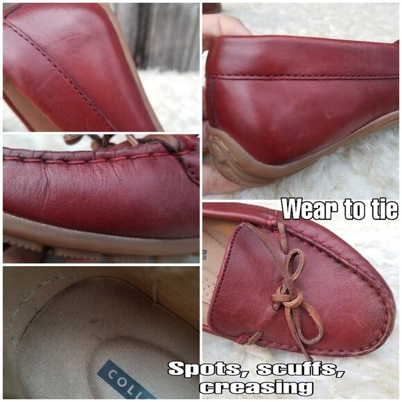Red Leather Moccasins Clarks Dameo Swing Size 7 Slip On Cushioned Driving Loafer - Picture 9 of 15